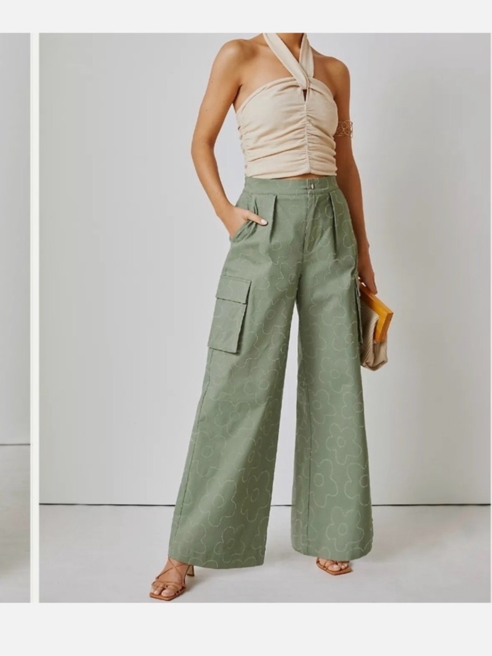 Avec Les Filles Embroidered Cargo Pants